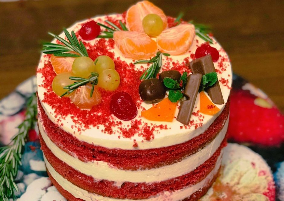 Украсить торт красный бархат на новый год