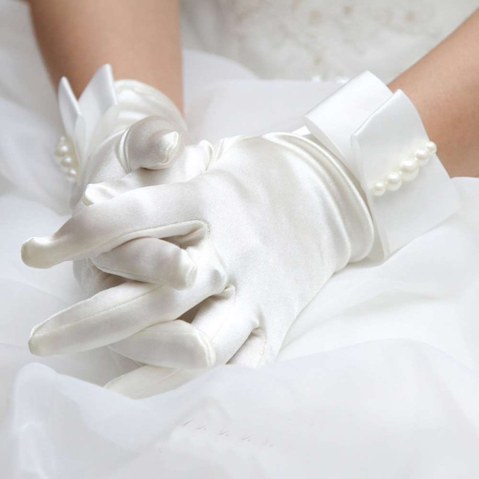 Перчатки под свадебное платье на лямках со стразами