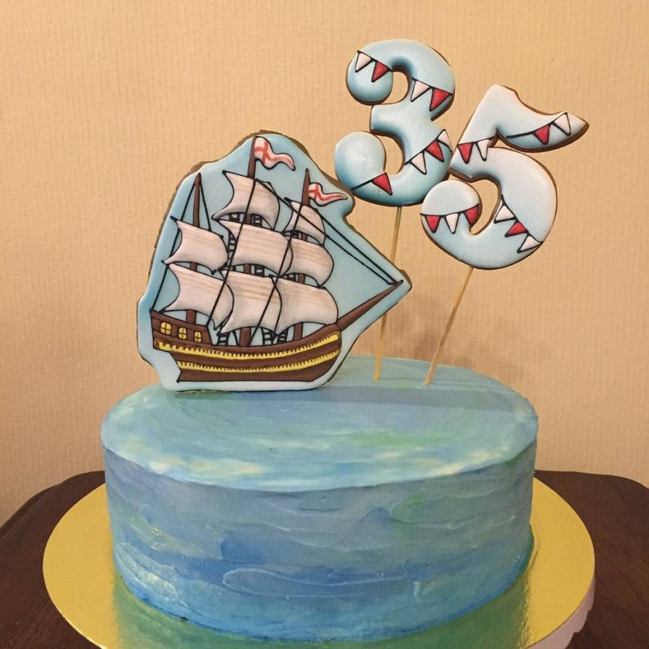 Торт на морскую тематику с пряниками