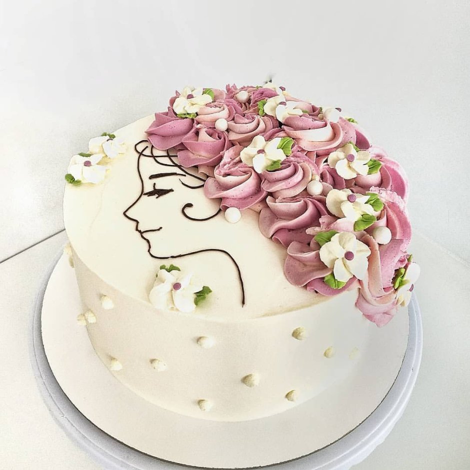 Тортик с карамельными цветами
