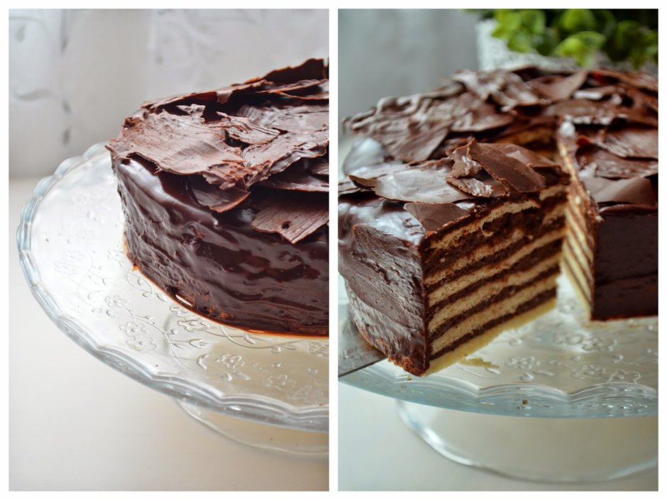 Шоколадный торт с шоколадным бисквитом и белковым кремом