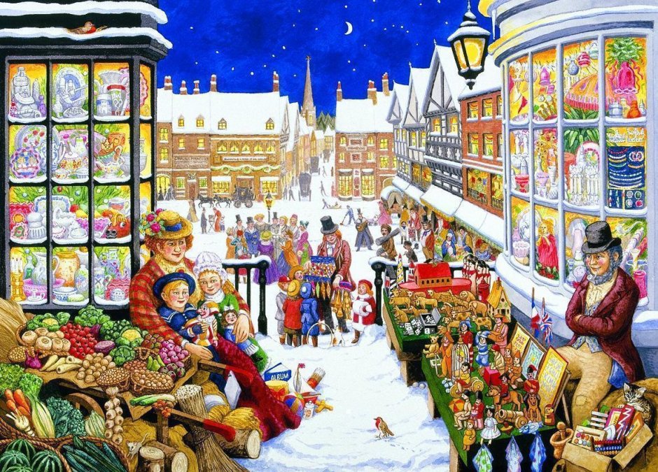 Рождественский базар на Руси живопись