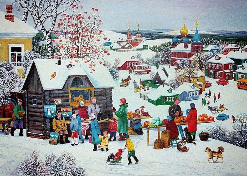 Рождественский базар живопись