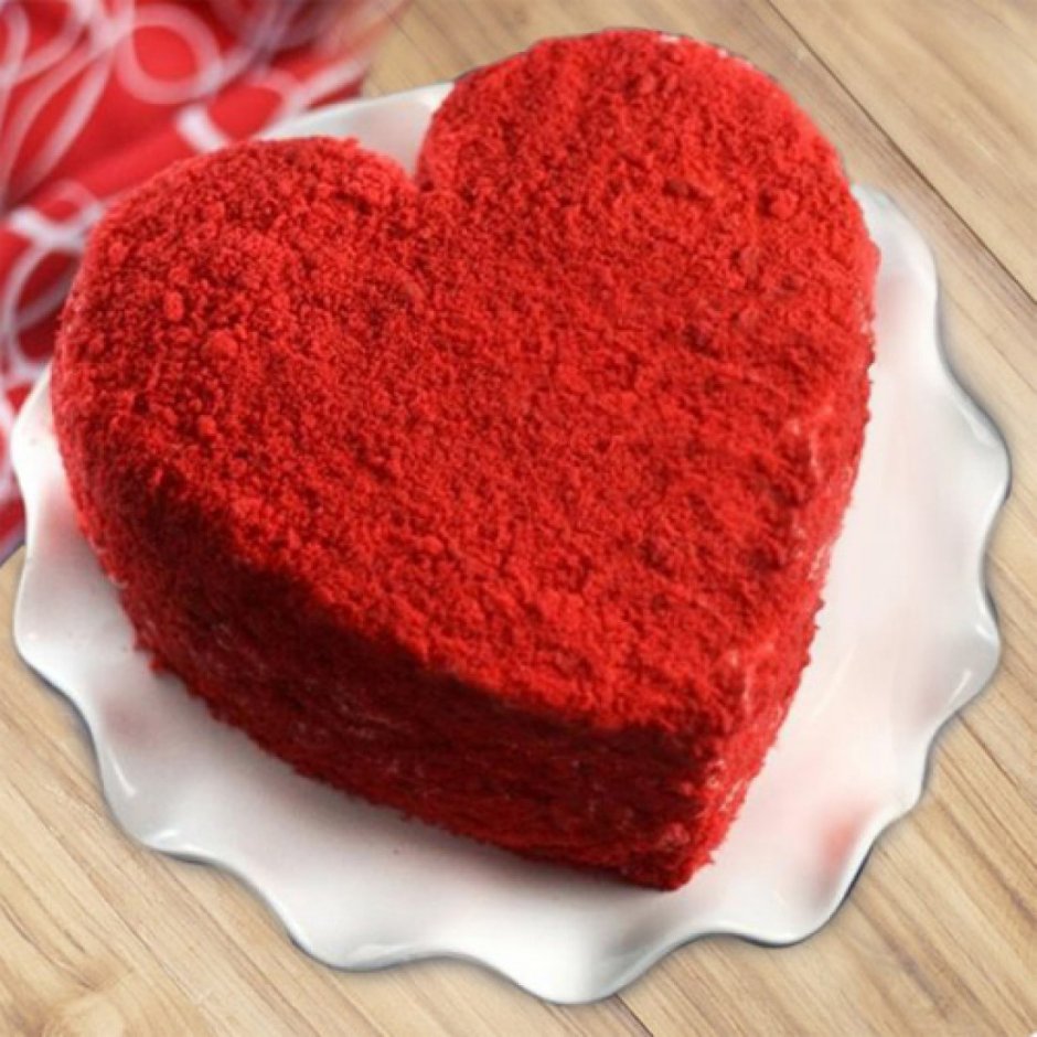 Торт сердце красный бархат