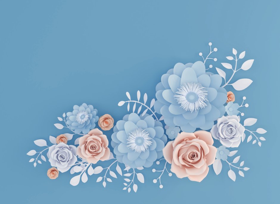 Цветы на синем фоне