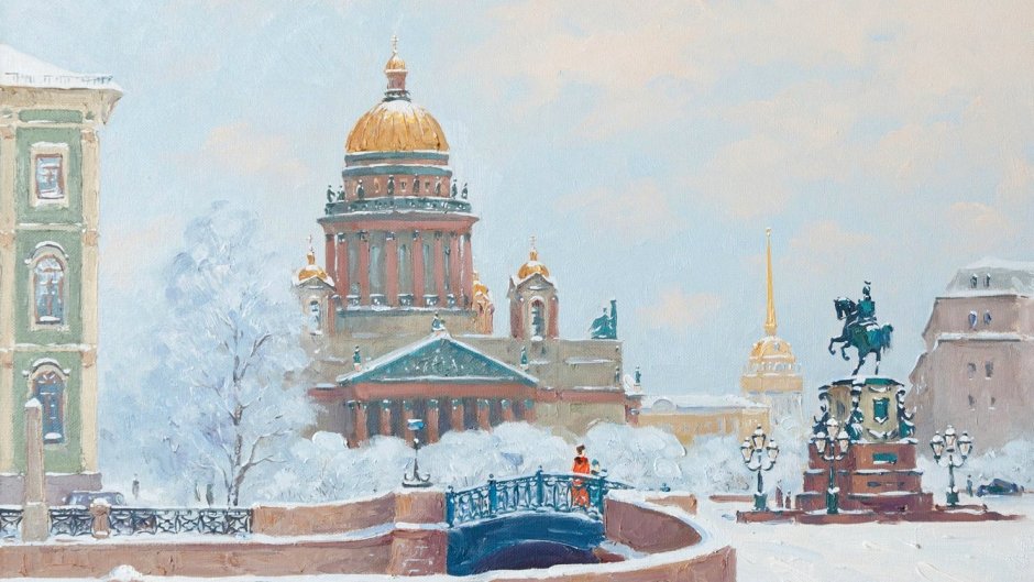 Новогодние открытки с видами Ленинграда