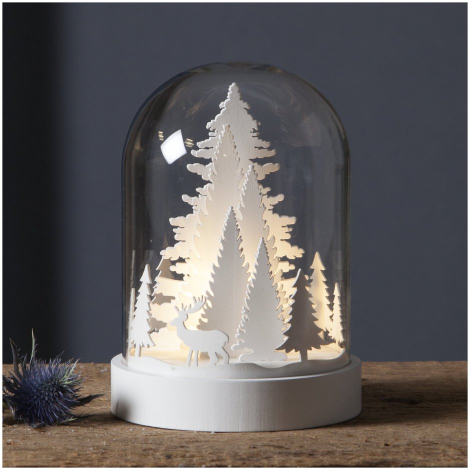 Новогодний светильник снежный лес 20 см на батарейках (Star trading)