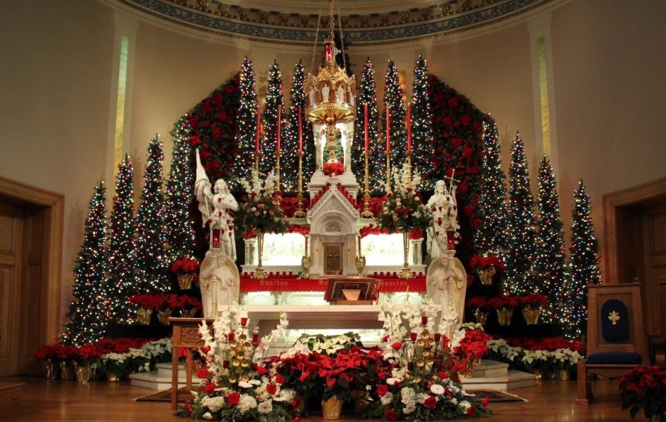 Рождественские украшения в американских церквях