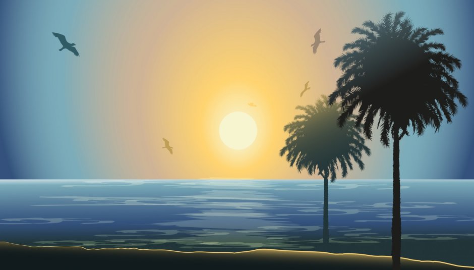 Пейзаж с пальмой для фотошопа