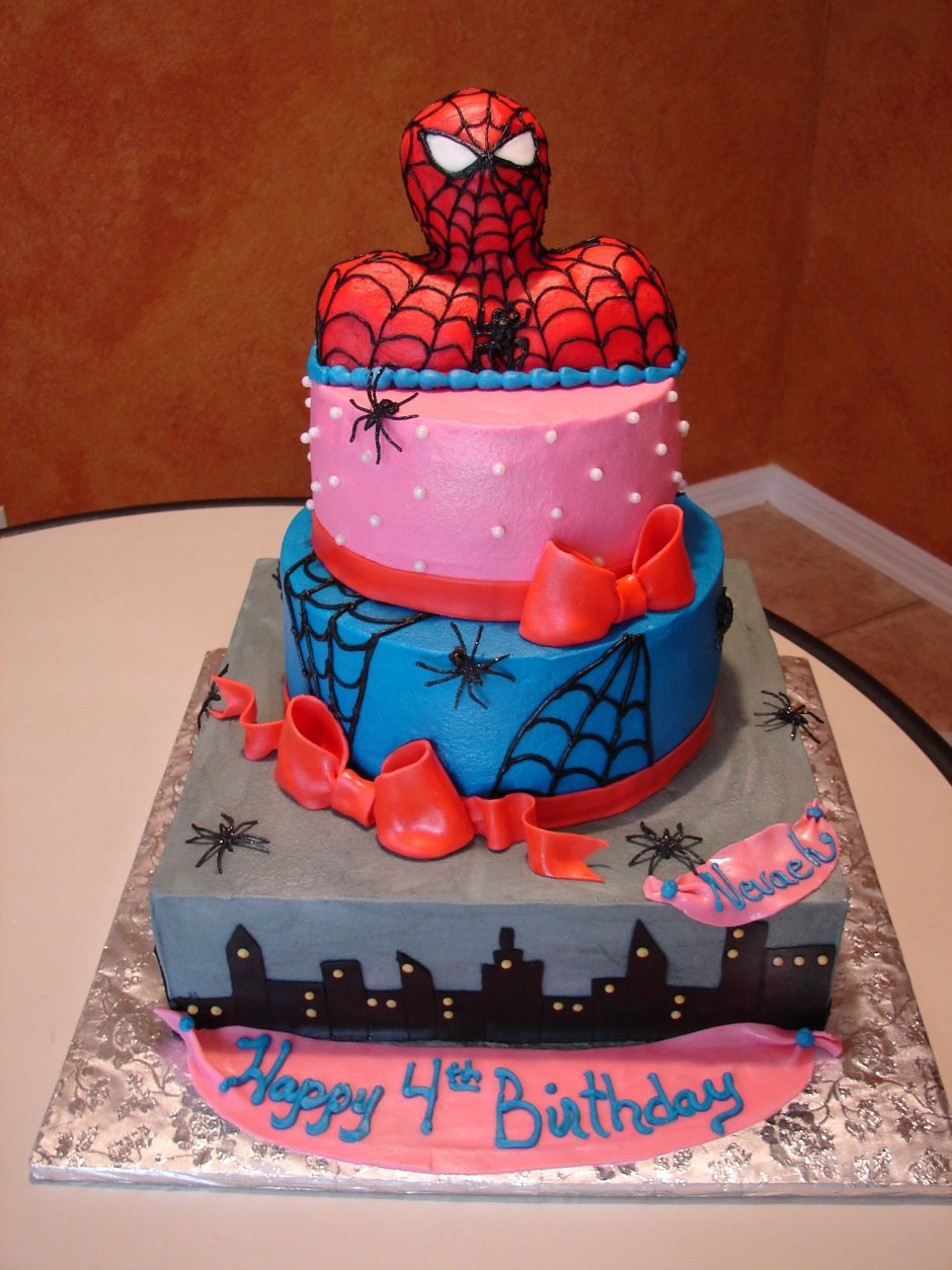 Торт человек паук красный