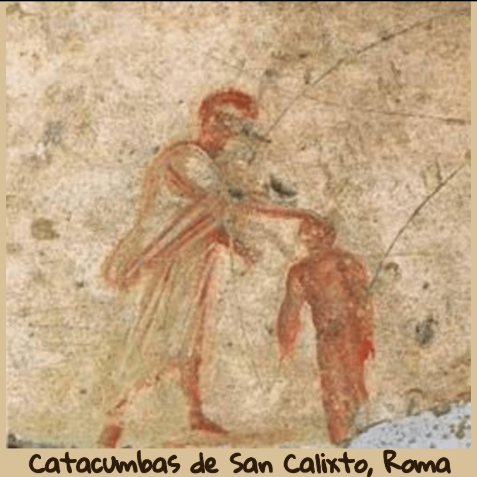 Фрески римских катакомб 3 век крещение