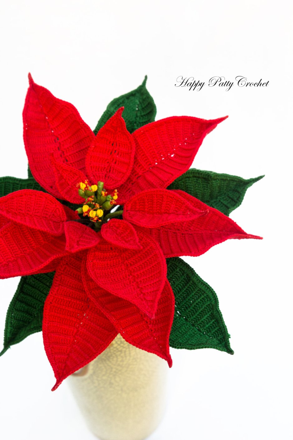 Цветок пуансеттия Рождественская звезда крючком