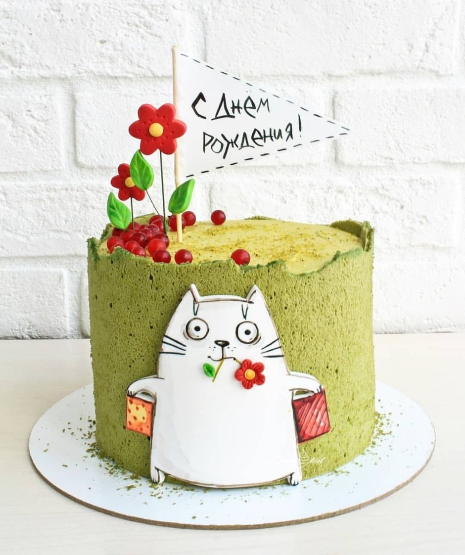 Украшение торта в виде кошки