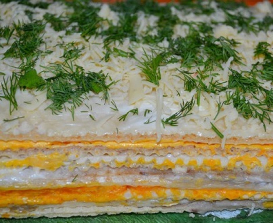 Закусочный торт слоеный Наполеон