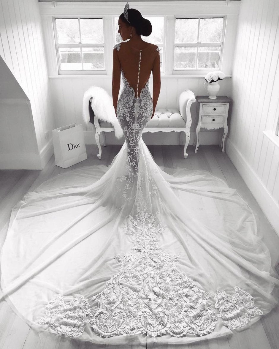 Свадебное платье Русалка со шлейфом