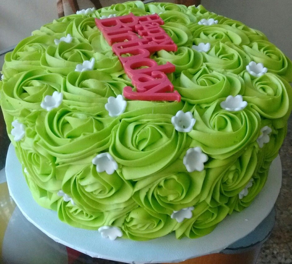 Торт с зелеными розами