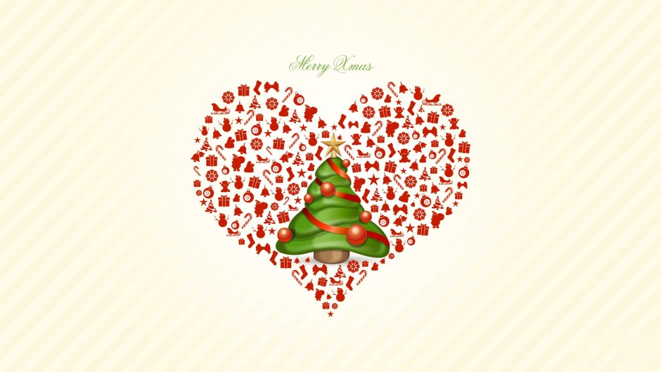Новогодняя открытка с сердечками