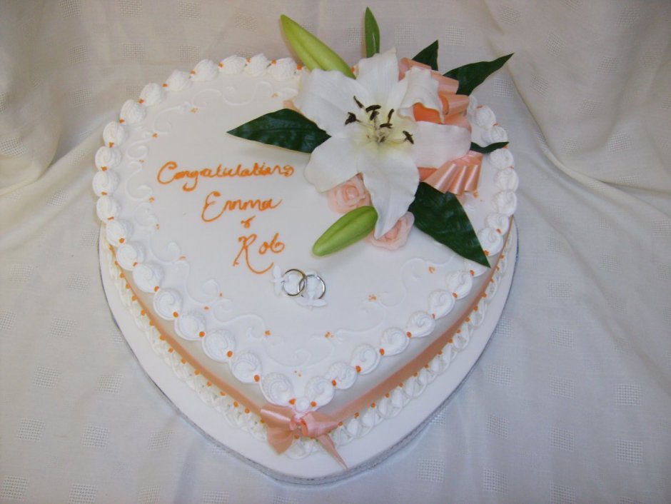 Свадебный торт одноярусный с именами