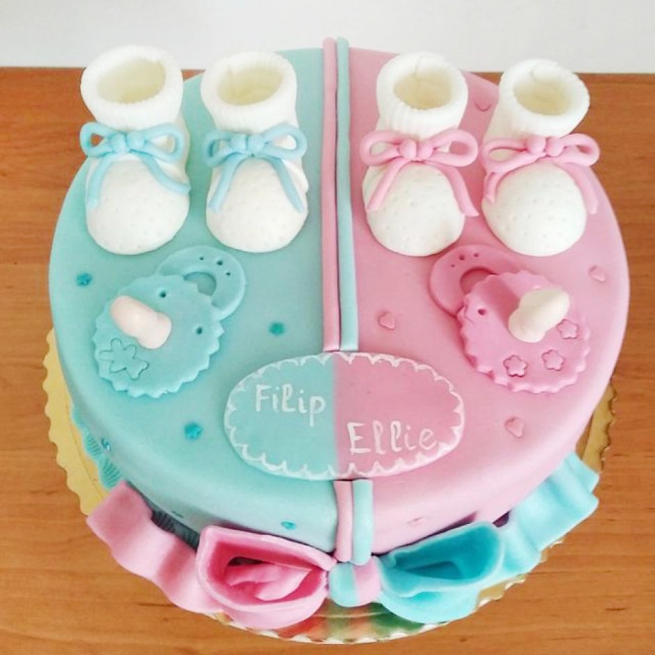 Торт для двойняшек мальчика и девочки