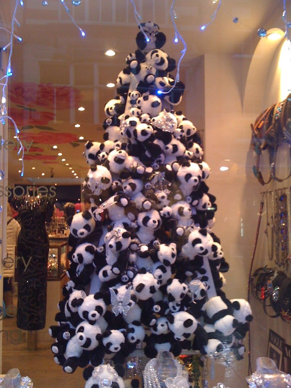 Pandas Christmas Black and White