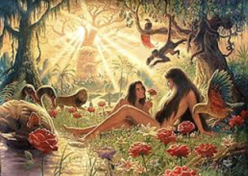 Адам, ева и Христос в Эдемском саду