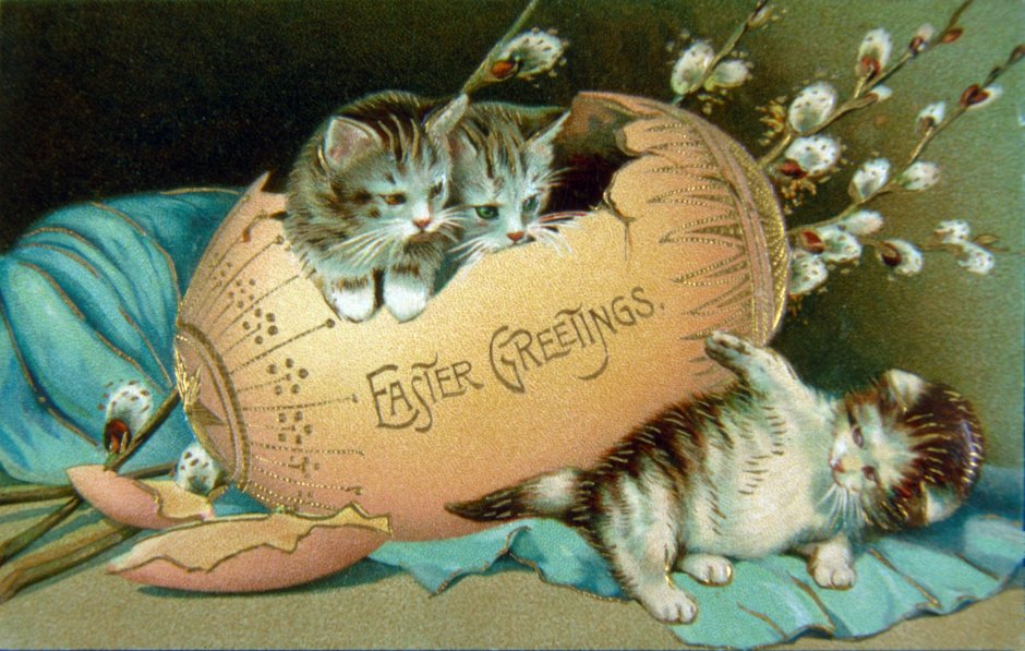 Пасхальные открытки с кошками