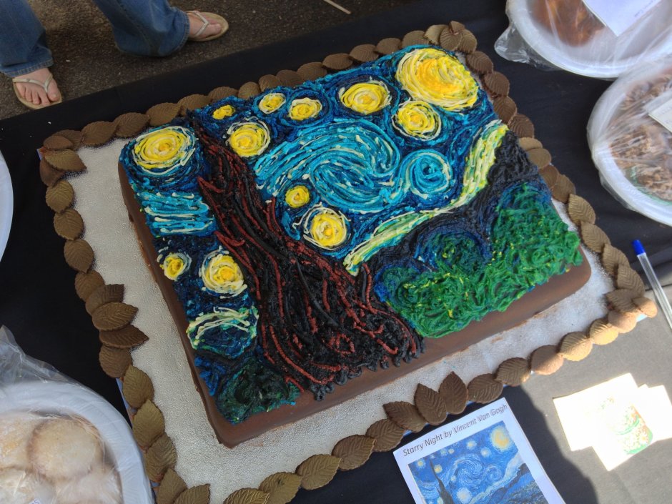 Торт с картиной Ван Гога Звездная ночь