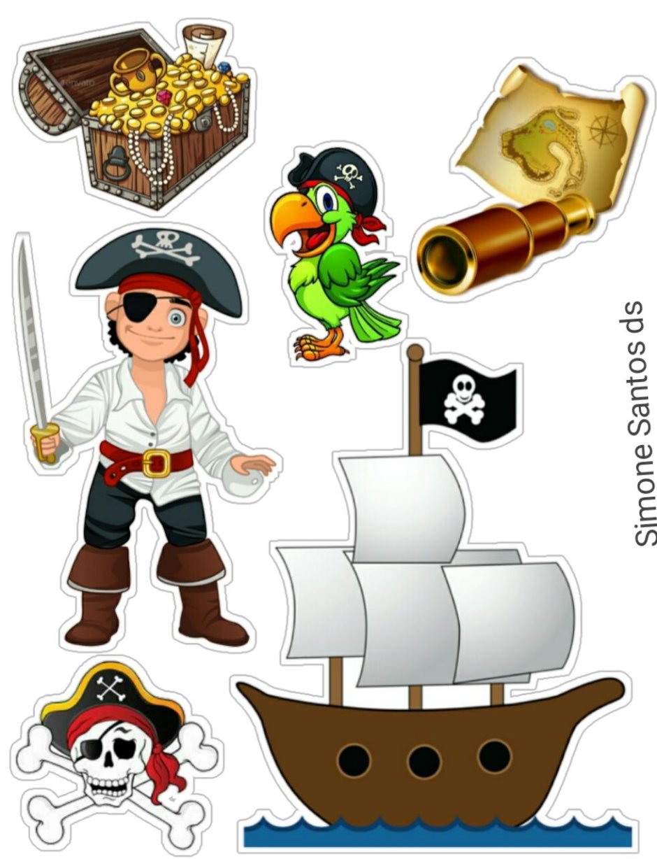 Пиратский корабль печать на торт