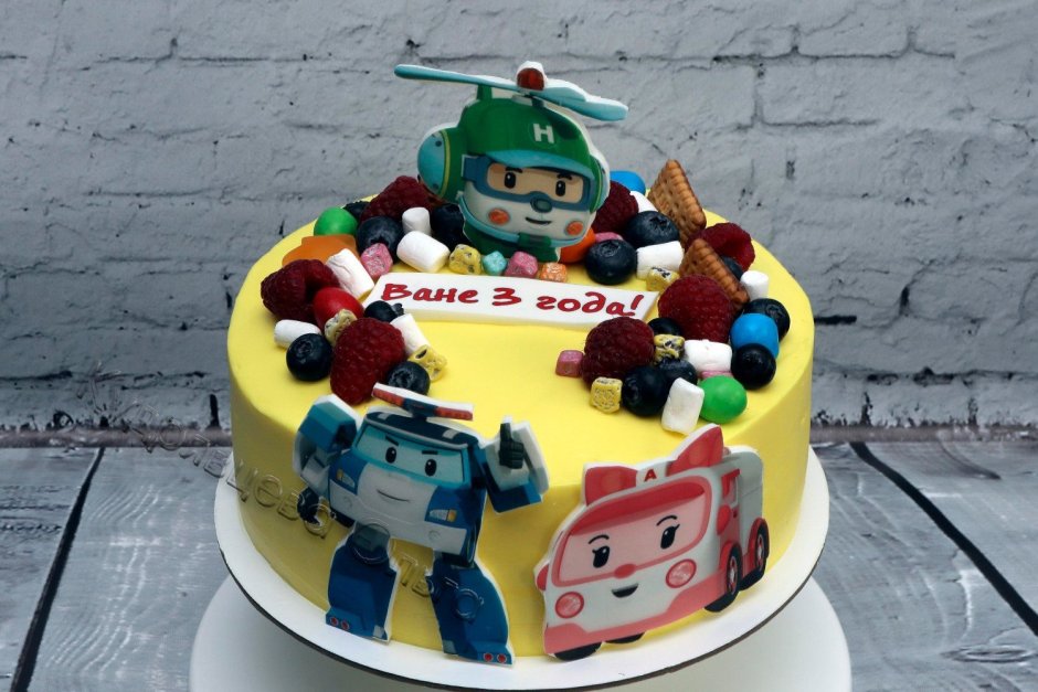 Торт на 3 годика Робокар Полли