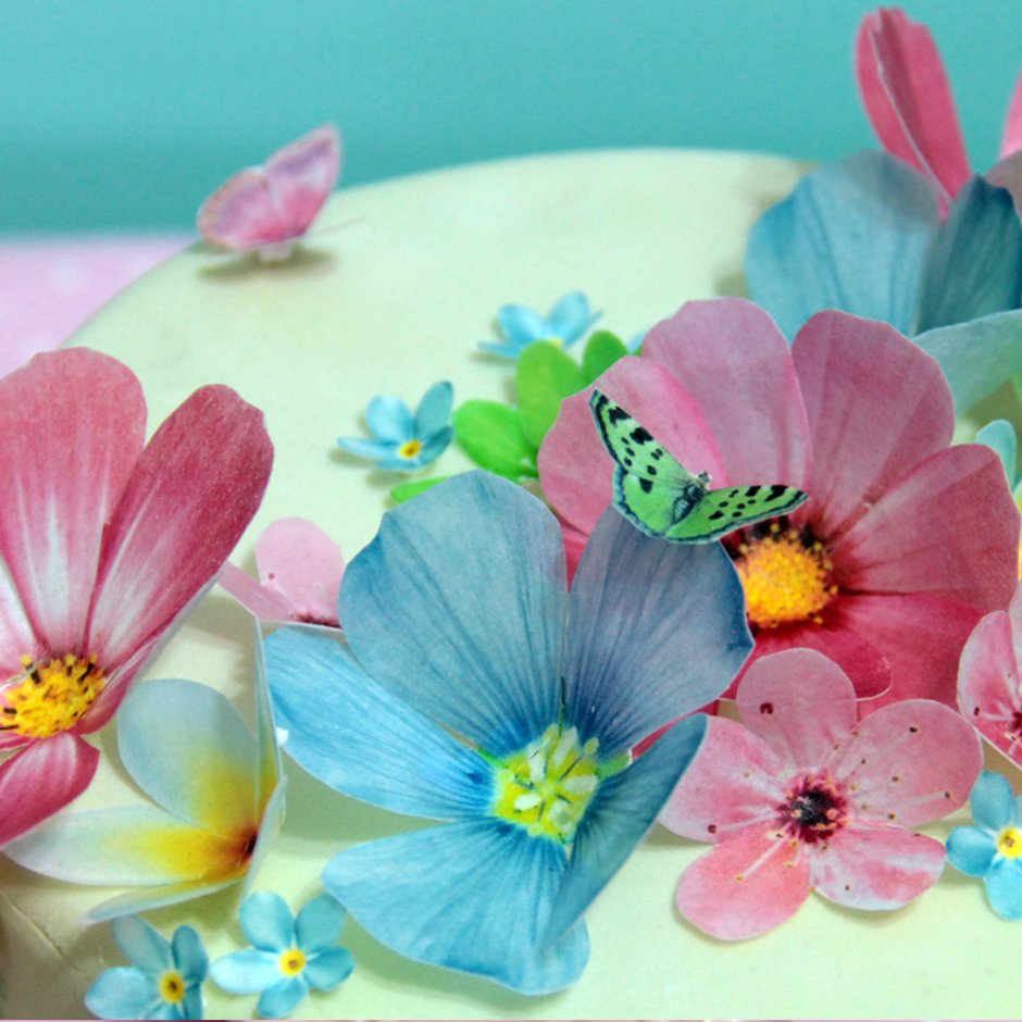 Торт с орхидеями из вафельной бумаги