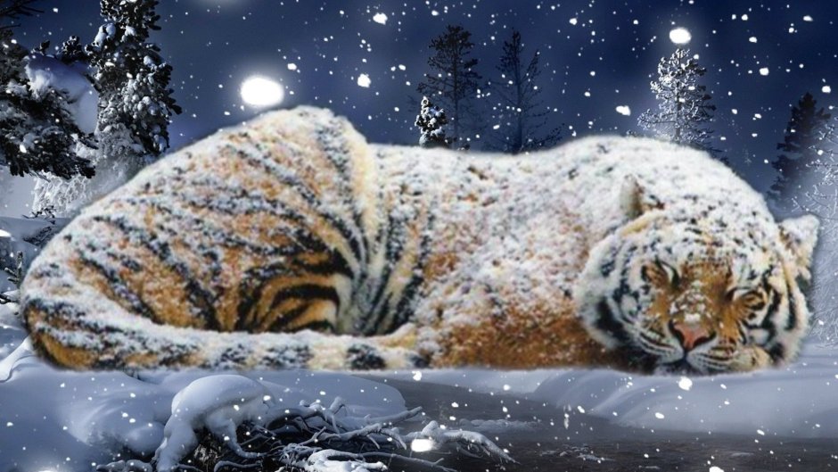 Новогодний тигр арт