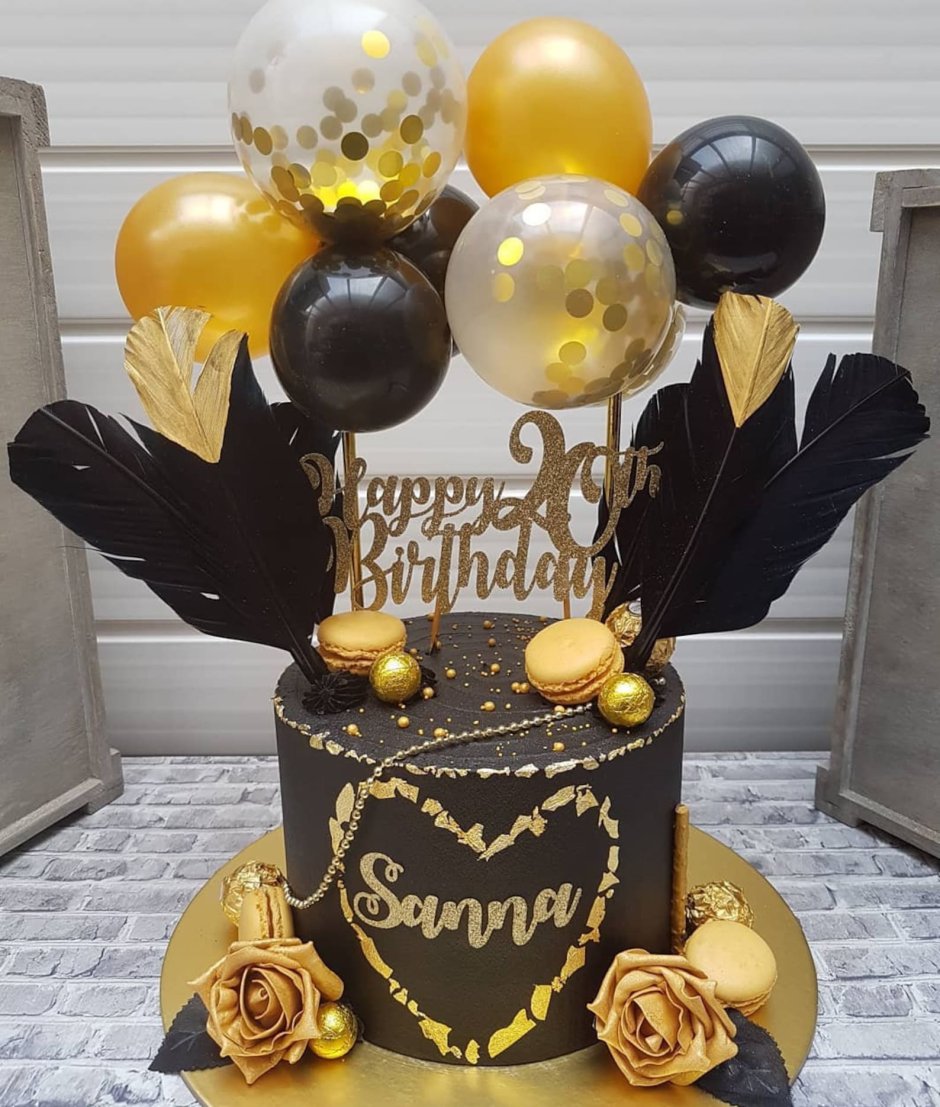 Серный торт с золотыми шарами