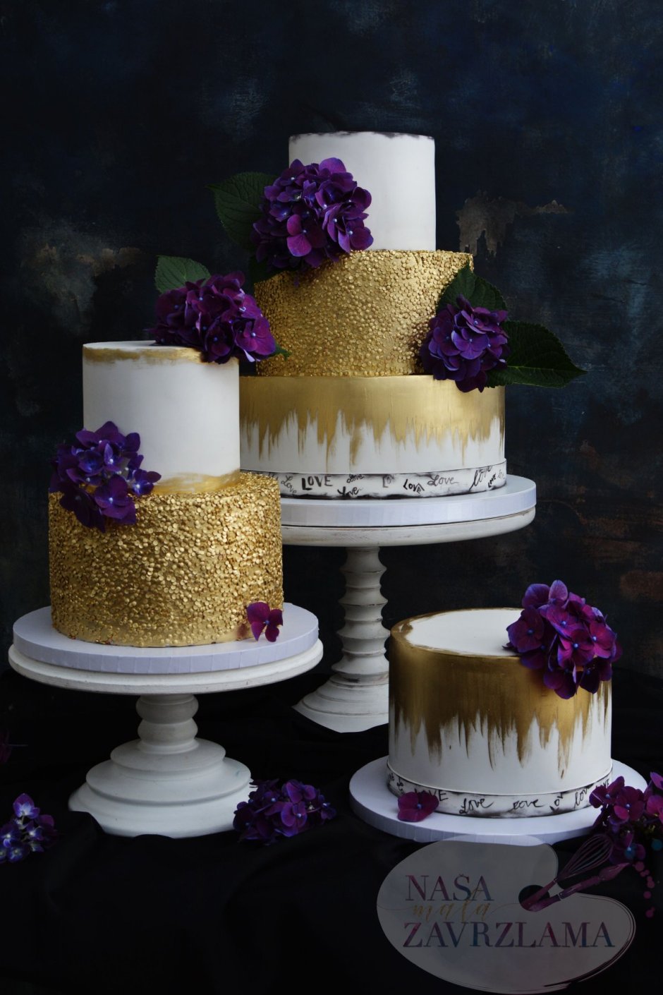 Красивые Свадебные фиолетовые торты
