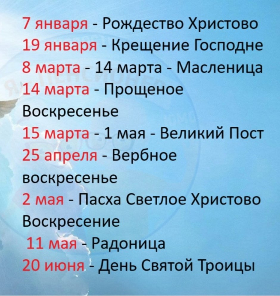 Православные праздники 2021