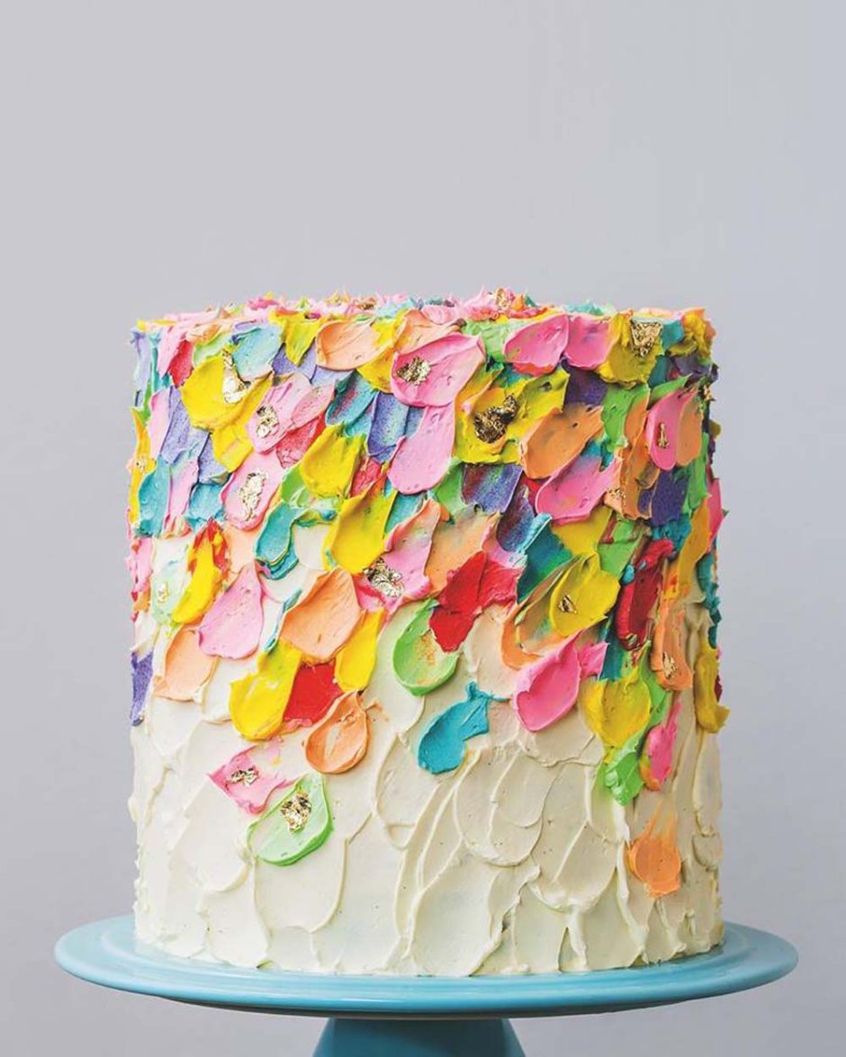 Торт с разноцветными разводами
