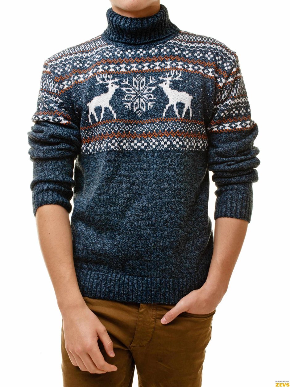 Зимний свитер мужской с оленями