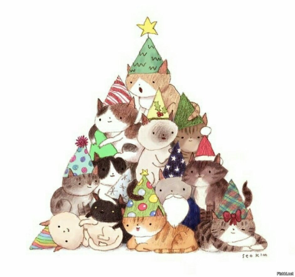 Новогодняя елка из котов