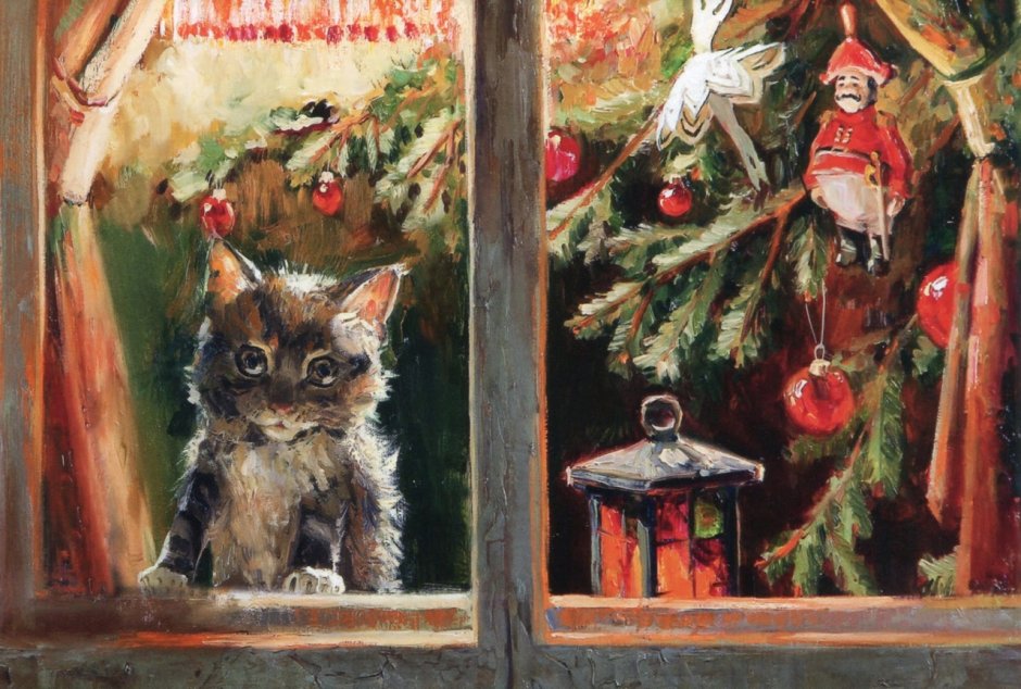 Рождественские коты картины Марии Павловой