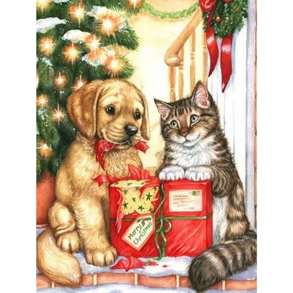 Рождественские кошки и собаки
