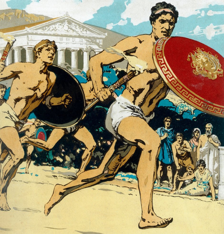 Зажжение олимпийского огня в древней Греции