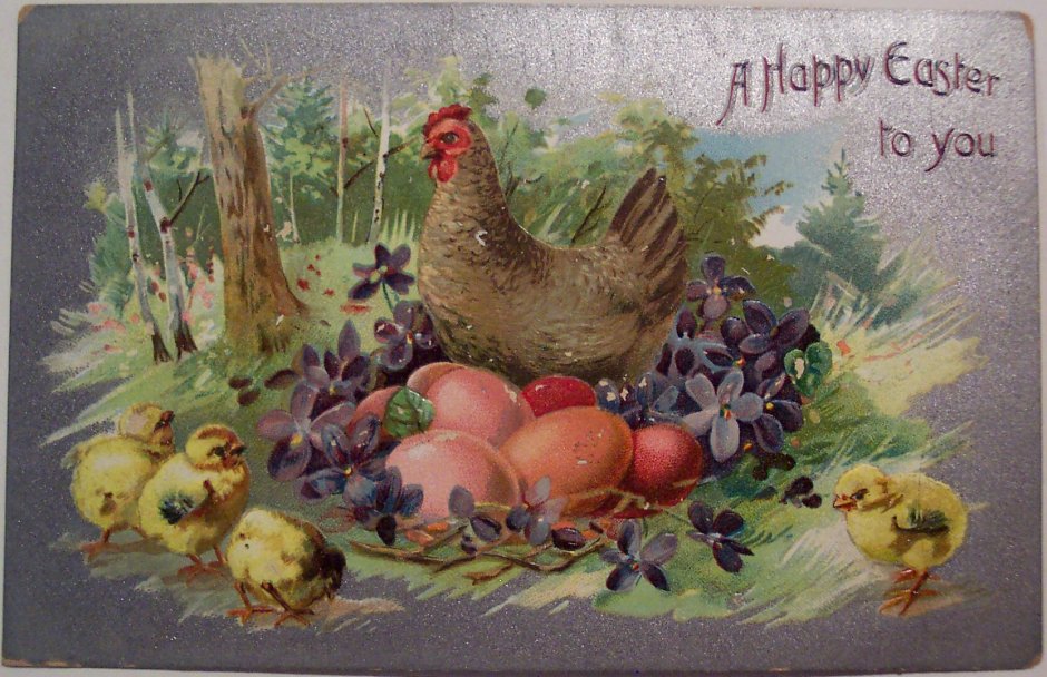 Старинные пасхальные открытки с цыплятами