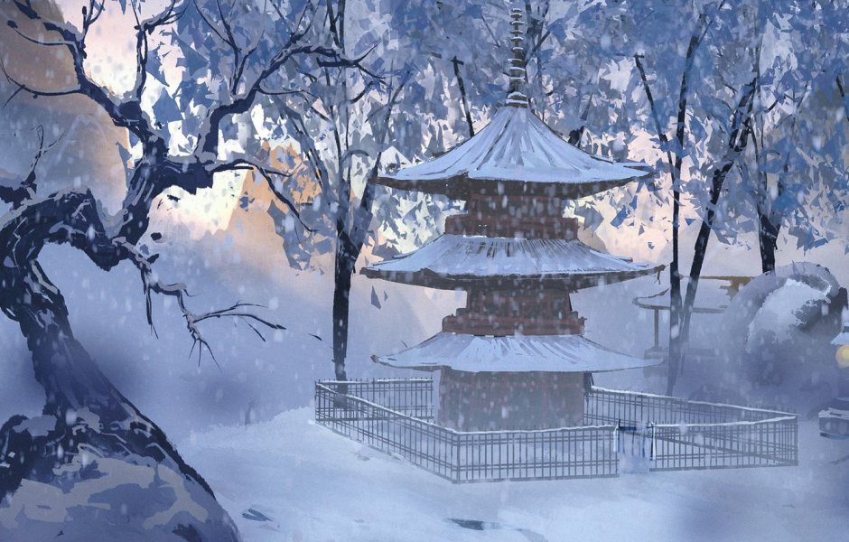 Япония зимой аниме