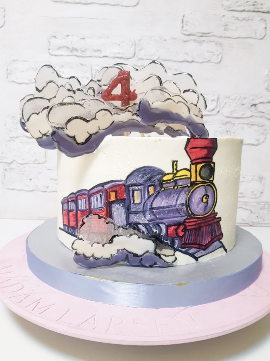 Торт с поездом для мальчика без мастики
