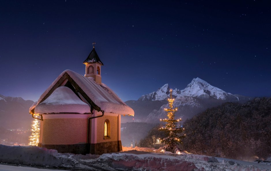 Бавария зима горы Церковь