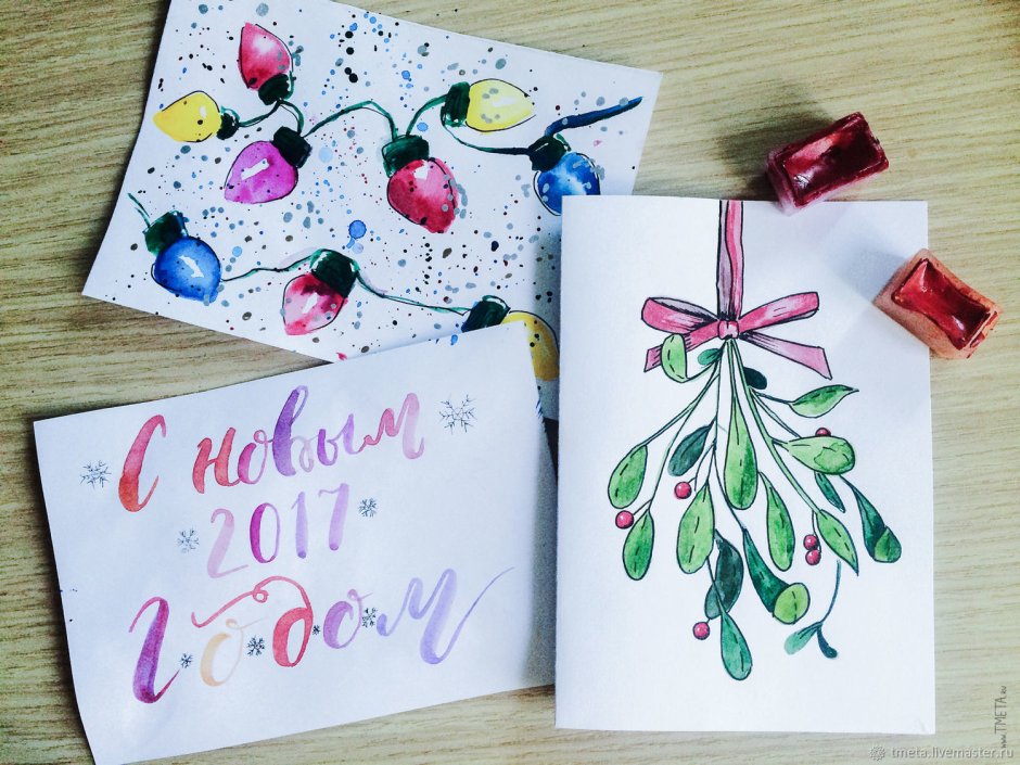 Нарисовать новогоднюю открытку своими руками
