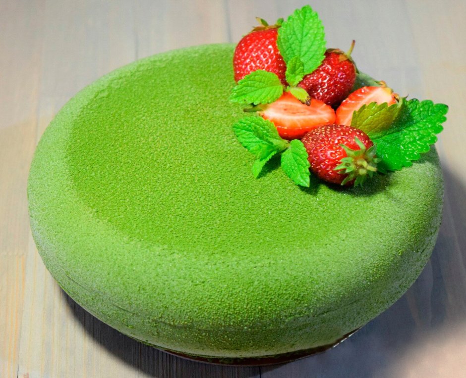 Муссовый торт зеленый велюр
