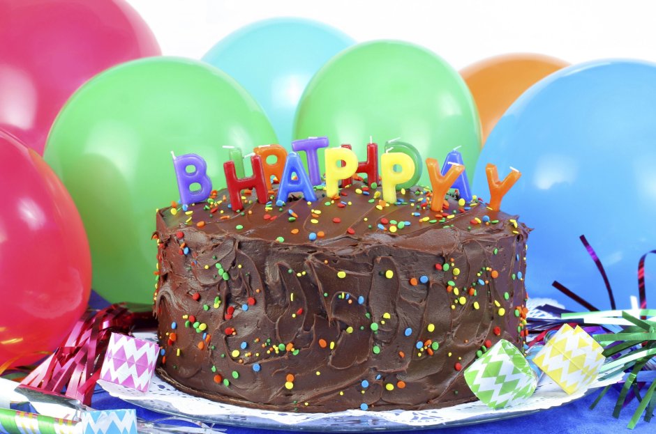 С днём рождения шары воздушные и торт