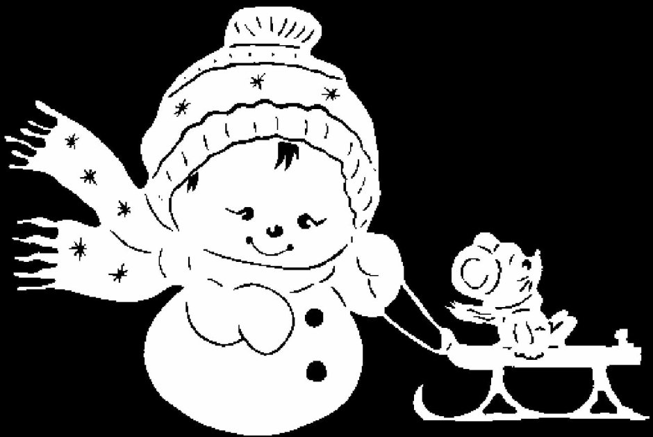 Новогодние вытынанки Снеговик