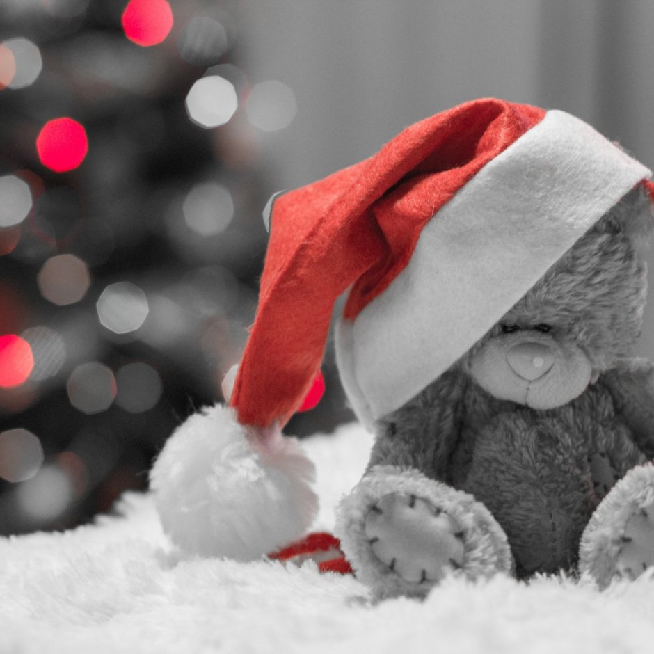 Мишка в шапке Деда Мороза