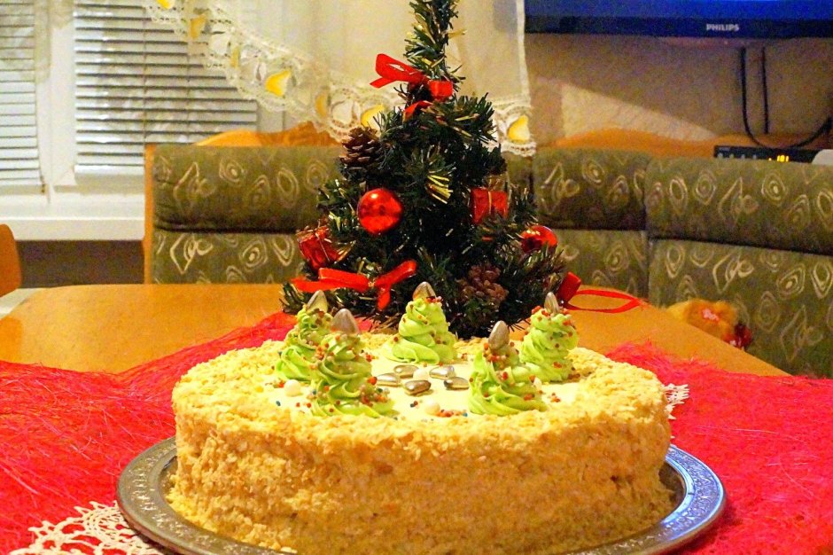 Торт Наполеон новогоднее украшение